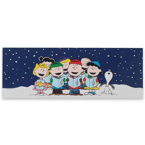 Peanuts Charlie Brown, Snoopy and Friends Caroling Metal Sign - Large Peanuts Christmas Decoration for Home