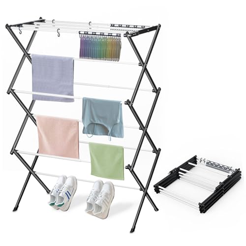 "KeingGcopr Foldable Drying Rack Clothing, Clothes Drying Rack Collapsible Indoor, Dryers for Laundry - 40"" x 28.8"" x 14.2"", Space Saving Indoor&Outdoor, White-1pack"