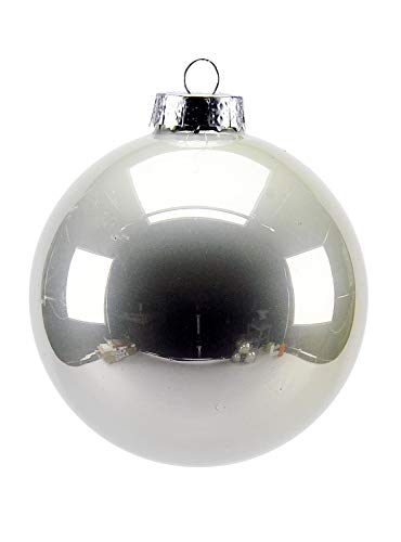 DUE ESSE Pack of 6 Christmas Baubles, Silver, Diameter 10 cm, 6 Pieces