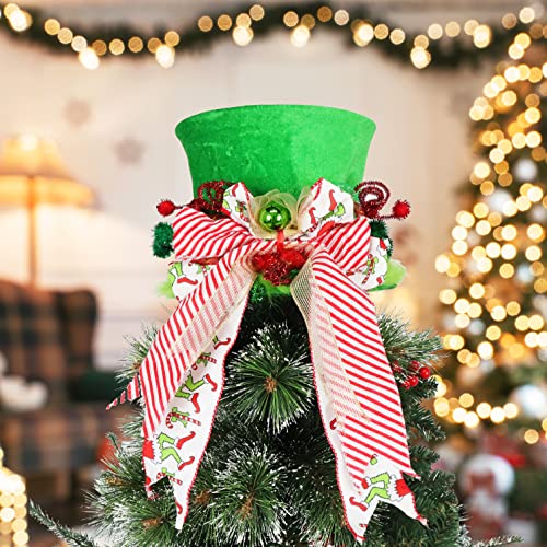 PARTY KNIGHT Christmas Tree Topper - Grinch Christmas Decoration, Grinch Tree Topper, Hand Made Christmas Tree Decoration, Grinch Tree Topper