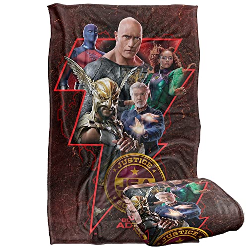 Black Adam Black Adam Character Bolt Silky Touch Super Soft Throw Blanket 91 x 147 Cm