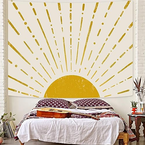 "Kanuyee Sun Tapestry Wall Hanging, Retro Rainbow 70s Abstract Vintage Geometric Aesthetic Art Sunrise Tapestries for Bedroom Living Room (Line, 44.00"" x 60.00"")"