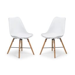 Julian Bowen White/Oak Wood Kari Dining Chairs Set of 2