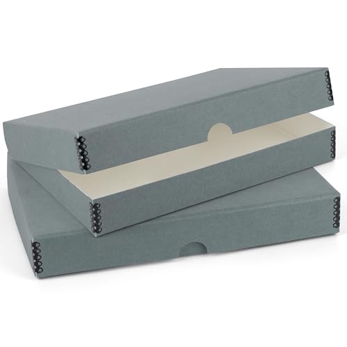 "Lineco, 18x24 Grey Clamshell Box 18,5"" x24,5 x1,75, Archival with Metal Edge for Picture Longevity, Store Photos or Documents, Crafts, Cards, Magazines, Prints, Wedding Dress, Diy, 2 Pack"