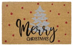 Hanse Home Coconut Doormat Christmas - Non-Slip Dirt Trapper Mat Natural for Indoor Use, Doormat Silver Christmas Tree Coir Mat for Entrance Area and Covered Outdoor Area - 40 x 70 cm