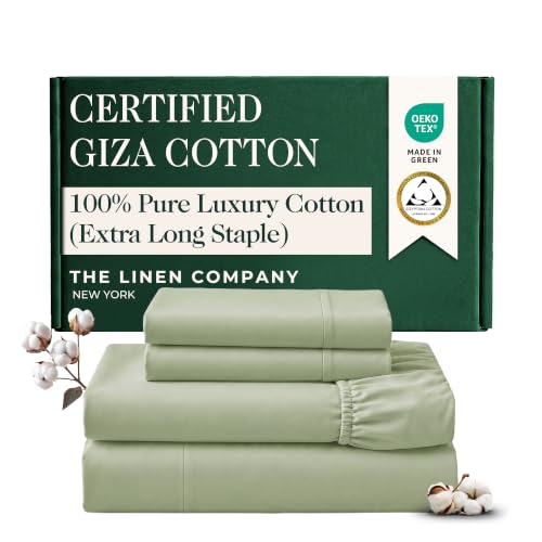 Egyptian Cotton Blended Long Staple Cal King Sheet Set- 4Pcs, Sage Green - Blended with Long Staple Cotton Bedsheets - Oeko-TEX, Skin Friendly & Breathable Sheets