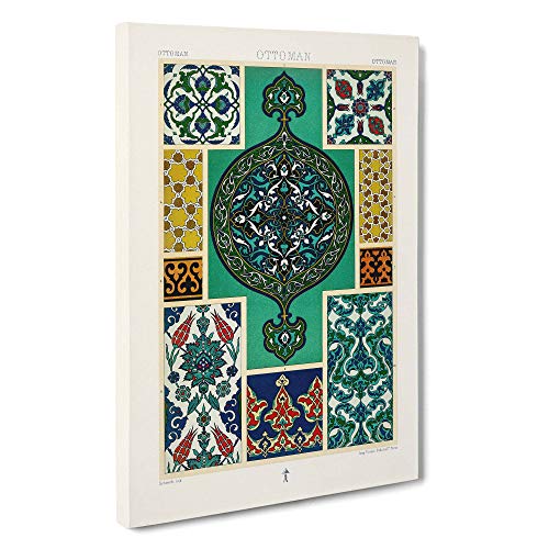 Ottoman Pattern by Albert Racinet Canvas Print - Gallery Wrapped 30mm Frame Wall Art - 30x20 inches - Ready to Hang - Modern Abstract Picture - Living Room Bedroom Lounge Office