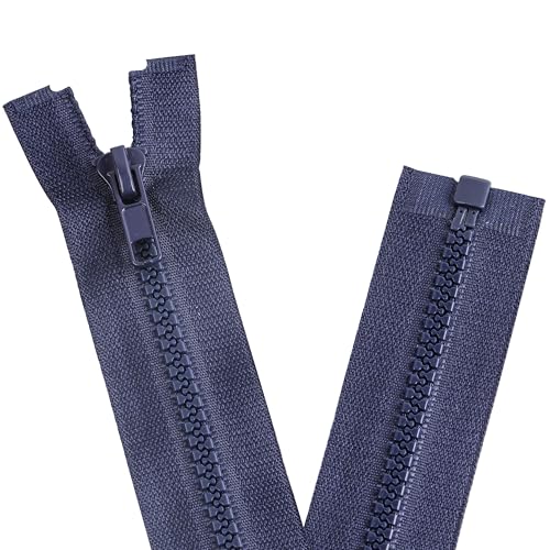 YAKA 4PCS #5 5 inch Separating Jacket Zippers for Sewing Coats Jacket Zipper Black Molded Plastic Zippers Bulk DIY Tools for Garment/Bags/Home Textile Bags Pillow Tent Tailor (Dark Blue Tint, 5 inch)