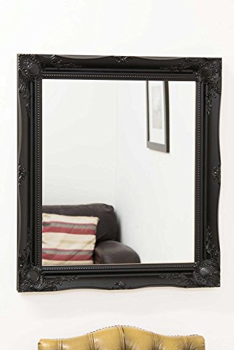 "BLACK SHABBY CHIC ANTIQUE STYLE MIRROR - 26"" X 30"" OVERALL SIZE (65cm X 75cm) - TV SHOW SUPPLIER - BEST PRICE ON AMAZON - ONLY AVAILABLE FROM SHABBY CHIC MIRRORS"