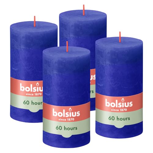 Bolsius - Rustic Candle - Blue - 5.1 in - Pack of 4 - Decorative Candles - Palm Oil Free - with Natural Plant Wax