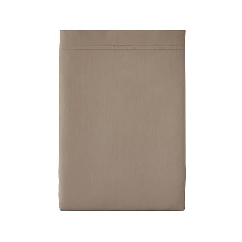 Essix Premium Cotton Percale Flat Sheet, Taupe, 180 x 290 cm, Taupe