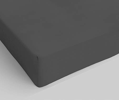 "Italian Bed Linen Fitted Sheet ""Elegant"" with Corner, Microfiber, Small double, Dark gray"