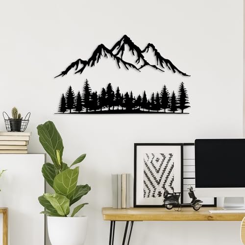 Hanah Home Stylish Black Decorative Metal Wall Accessory, 70 x 22 cm & 70 x 40 cm, 100% Metal, 1.5 mm Thick, Easy Wall Mounting, Perfect for Modern Decor