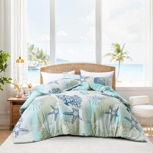 Tritard Comforter Bedding Set King Size with Pillow Shams for All Season, C6