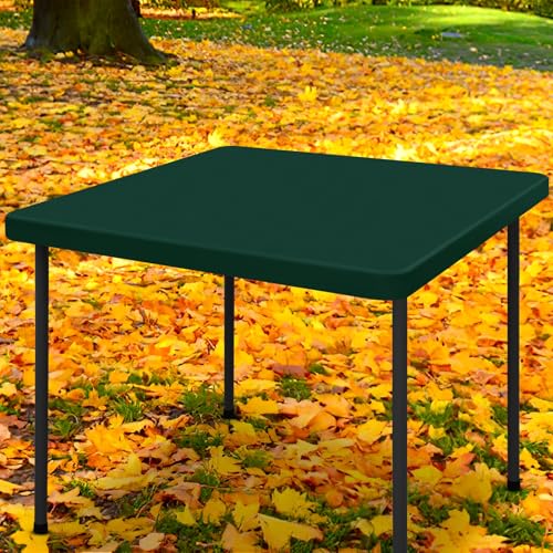 "Moosfor Spandex Square Table Cloth, Elastic Fitted Tablecloths for Picnic, Stretch Washable Patio Table Cover for Outdoor, Camping, Banquet and Parties (Hunter Green, 34""x34"")"