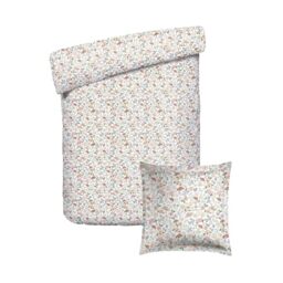 Pure Cotton 2-Piece Single Bedding Set – Duvet Cover 140 x 200 cm and 1 Pillowcase 63 x 63 cm – 100% Cotton Satin, 80 Thread Count – Oeko-TEX Certified – Flower Field – White