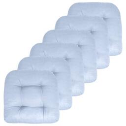 "Sweet Home Collection Patio Cushions Outdoor Chair Pads Premium Comfortable Thick Fiber Fill Tufted 19"" x 19"" Seat Cover, 6 Count (Pack of 1), Light Blue"