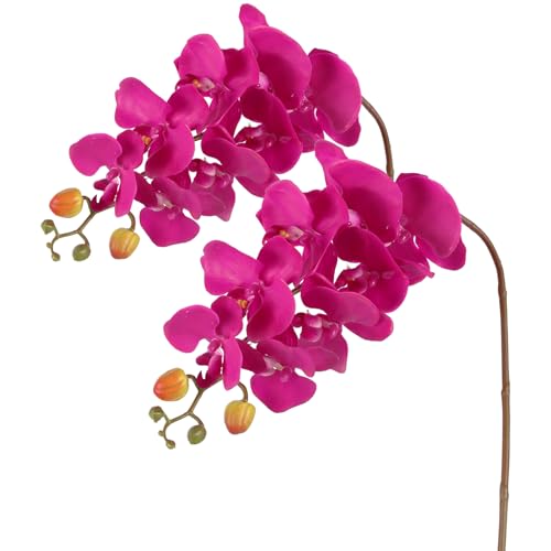 "IPOPU Hot Pink Orchid Artificial Flowers 35.4"" Real Touch Fake Orchid Latex Realistic Flowers Phalaenopsis Branches for Home Party Wedding Bridal Shower Decoration, 2pcs Hot Pink"