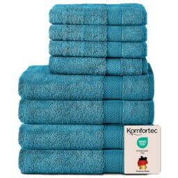 Komfortec 8-Piece Towel Set, 100% Cotton