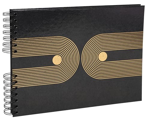 Exacompta - Ref 16748E - 1 x Graphik spiral photo album - 150 photos - 50 black pages - format 32 x 22 cm - cardboard cover covered with black foil paper