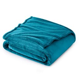 Bedsure Fleece Blanket Sofa Throw - Versatile Blanket Fluffy Soft Throw for Bed and Couch Throw/Single, Teal, 130x150cm