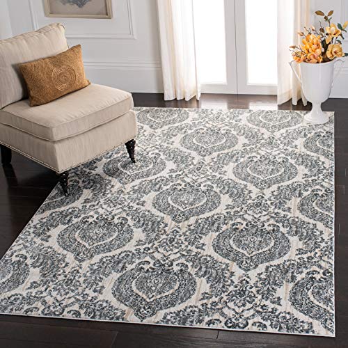 Safavieh Traditional Indoor Woven Rectangle Area Rug, Isabella Collection, ISA952, in Grey / Ivory, 122 X 183 cm for Living Room, Bedroom or Any Indoor Space
