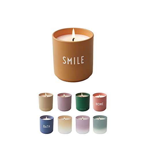 Design Letters Scented Candle Gift for Women - Jar Candles Perfect for Table Decoration - 100% Soy Wax Candle in Porcelain Cup - 15 Hour Burning time Calm Scent