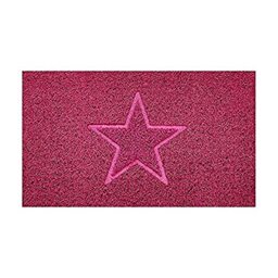 Nicoman Embossed Spaghetti Door Mat Dirt-Trapper Jet-Washable Doormat 70x43cm (Pink, STAR Shape) - Use Indoor or Sheltered Outdoor