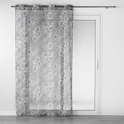 Douceur d'Intérieur, Milady Grey Printed Eyelet Curtain 140 x 280 cm Sandblasted