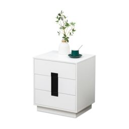 Relaxdays chest of drawers, HxWxD: 56 x 50 x 40 cm, 3 drawers, bedroom, hallway, clothes, documents, white/black