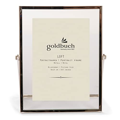 goldbuch Loft Metal Picture Frame with Stand, Portrait Frame for 1 Picture/Photo in 9 x 13 cm Format/Metal Picture Frame Approx. 14.2 x 17.2 x 1 cm Silver Frame 9 x 13 cm