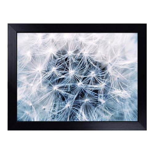 Lap Tray with Bean Bag Cushion, Flower Dandelion Seeds - Handmade in the UK, Raised Wooden Edge, Padded Cushion, Heat-Resistant Wipe-Clean Surface, for Meals, Laptops and Crafts