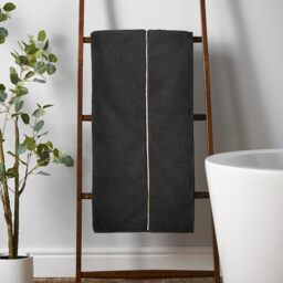 Bianca Zero Twist Satin Stitch Cotton 100x150cm Bath Sheet Black