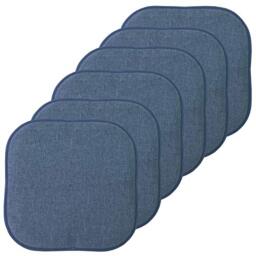 "Sweet Home Collection Chair Cushion Memory Foam Pads Honeycomb Pattern Slip Non Skid Rubber Back Rounded Square 16"" x 16"" Seat Cover, Alexis Denim - 6 Pack"