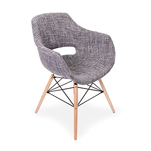 Life Interiors: Olivia Fabric Chair - Dining Chair - Upholstered - Fabric - Round Tub Chair - Modern Fabric Chair - Lounge, Kitchen, Dining, Café, Dresser Chair - (Dark Grey, 1)
