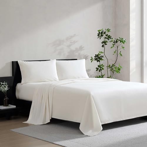 Vera Wang - King Size Sheets Set, Moisture-Wicking & Smooth Cooling Cotton, Lightweight for Year Round Comfort- Bed Sheets with Matching Pillowcases & Fitted Sheet (Cool Comfort Biege)
