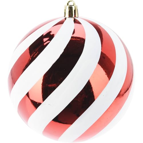 Well Home Red Striped Christmas Bauble Ø18 cm with Glossy Finish