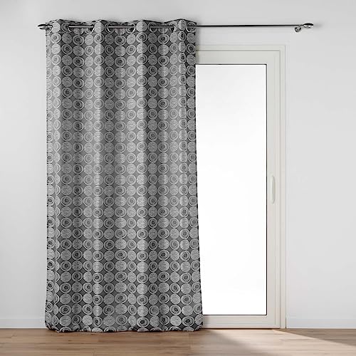 Douceur d'Intérieur, Caelia Curtain with Eyelets (140 x 280 cm) Jacquard Grey