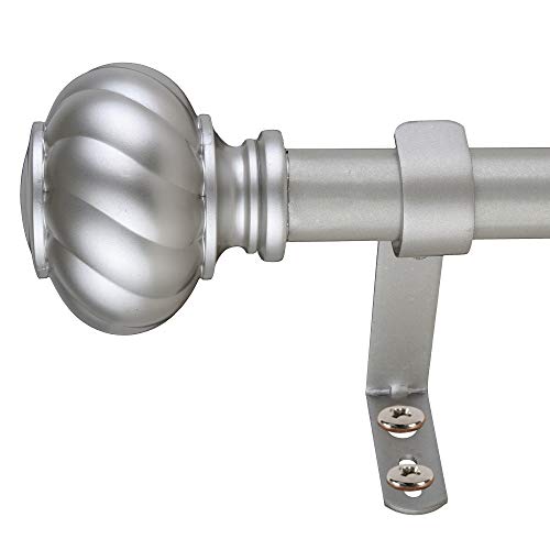 Decopolitan Curtain Rod, Steel, Antique Silver, 18 to 36 Inches
