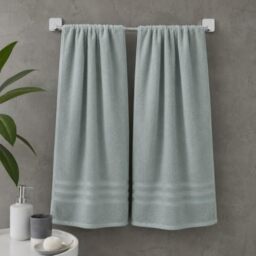 Catherine Lansfield Zero Twist Cotton 90x140cm Bath Sheet Pair Sage Green