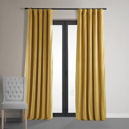 HPD Half Price Drapes Signature Velvet Thermal Blackout Curtains for Living Room 120 Inch Long (1 Panel) Rod Pocket Insulated Blackout Curtains for Bedroom Window Curtains, 50W x 120L, Fool's Gold