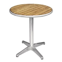 Bolero Round Ash Top Table with Aluminium Base, 720x600mm