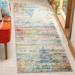 Safavieh Boho Rug for Living Room, Dining Room, Bedroom - Monaco Collection, Short Pile, in Teal and Orange, 80 x 180 cm