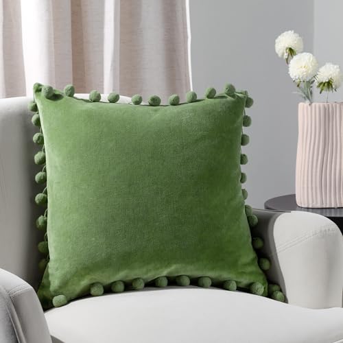 furn. Dora Velvet Pom Pom Feather Rich Filled Cushion