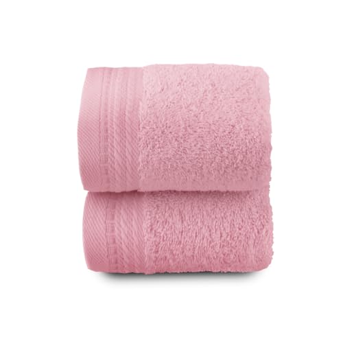 Top Towel - Premium - Large Bath Towels - Bath Towels - 2 Face Towels or Bidet -30x50cm - 100% Cotton - 600g - Coral