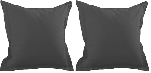 Lovely Casa t14820010 Alicia Pillowcase Cotton Pillowcase 65 x 65 cm charcoal (Pack of 2)