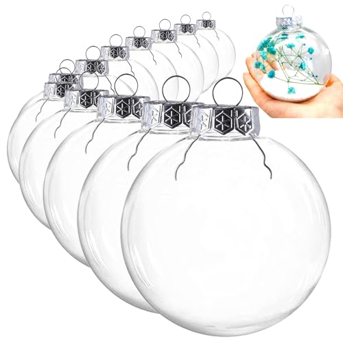 WANTELFOR Clear Plastic Ornament Balls,DIY Fillable Christmas Ornaments Balls,Clear Plastic Ornaments for Crafts Fillable - 12 PCS (3.15 inch)