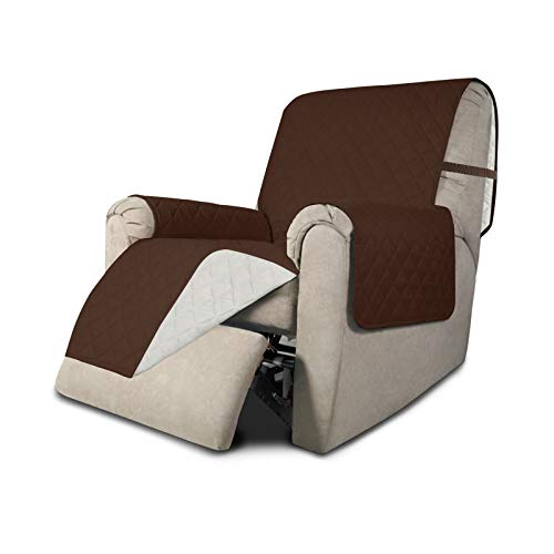 Easy-Going Recliner Sofa Slipcover Reversible Sofa Cover Water Resistant Couch Cover Furniture Protector with Elastic Straps for Pets Kids Children Dog Cat (Recliner, Coffee/Ivory)