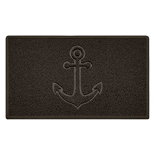 Nicoman Anchor Embossed Shape Door Mat Dirt-Trapper Washable Barrier Doormat-(Use Indoor or Sheltered Outdoor)-(75x44cm/29.5x17.3inches,Medium) Brown