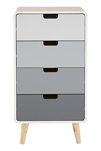Premier Housewares Chest Of Drawers, White/Grey, 89 x 38 x 48 cm